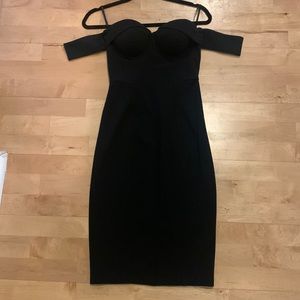 Bebe corset off shoulder dress